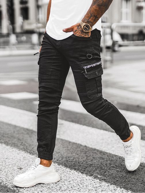 Trendi fekete jogger nadrág O/E9706