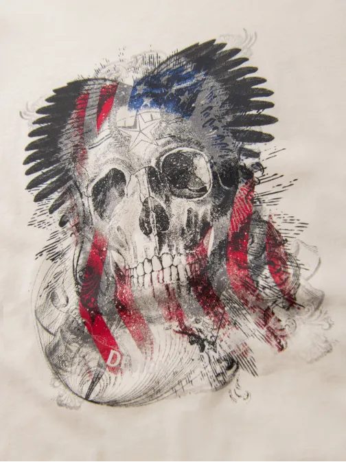 Érdekes krémszínű póló nyomtatással V1 TSPT-0199