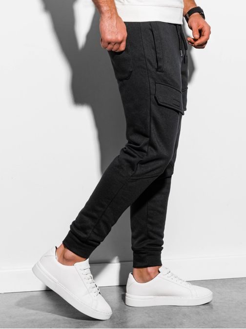 Kényelmes fekete zsebes jogger nadrág P904