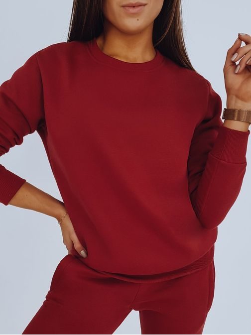 Egyszerű bordó női pulóver Fashion