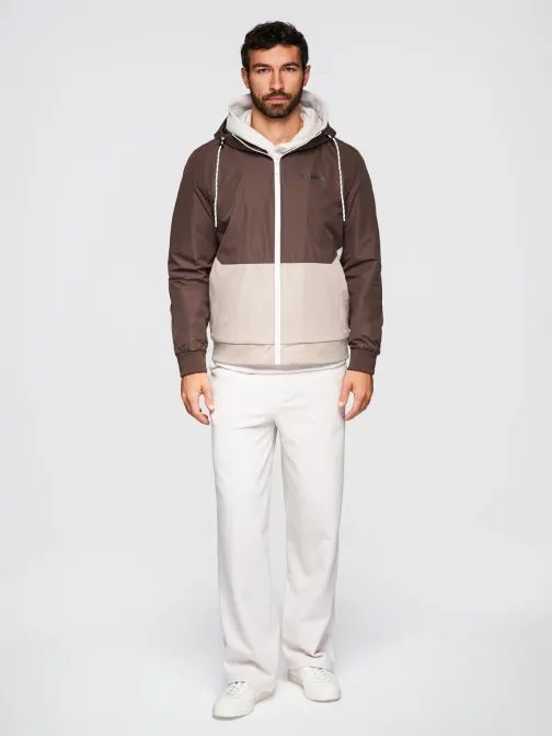 Funkcionális barna és krémszínű átmeneti sportdzseki V2 JANP-0225