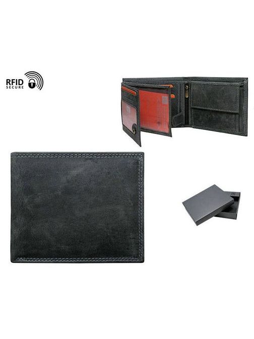 Bőr pénztárca fekete színben  RFID
