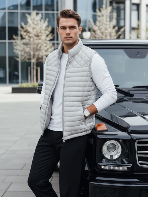 Modern szürke férfi mellény kapucni nélkül