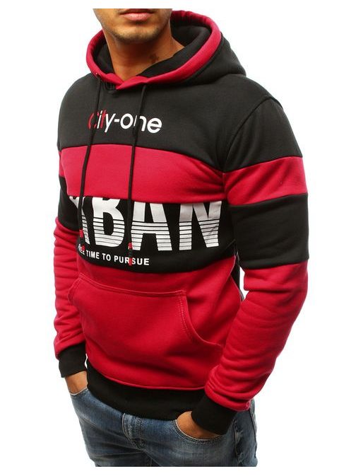 Piros fekete kapucnis pulóver