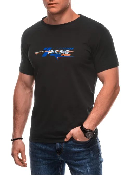 Fekete férfi póló felirattal S2031