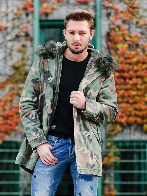 Előkelő terepmintás parka kabát X-FEEL 88618