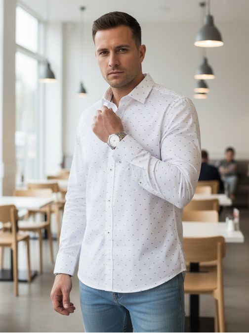 Fehér slim fit férfi ing eredeti mintával