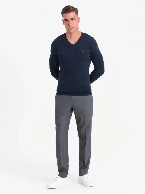 Klasszikus sötétkék kardigán V-nyakú V2 SWBS-0107