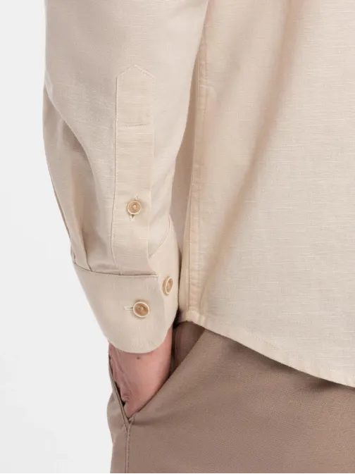 Vonzó férfi krémszínű, hosszú ujjú ing V3 SHCS-0134