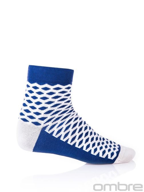 Kék bézs színű mintás zokni U08