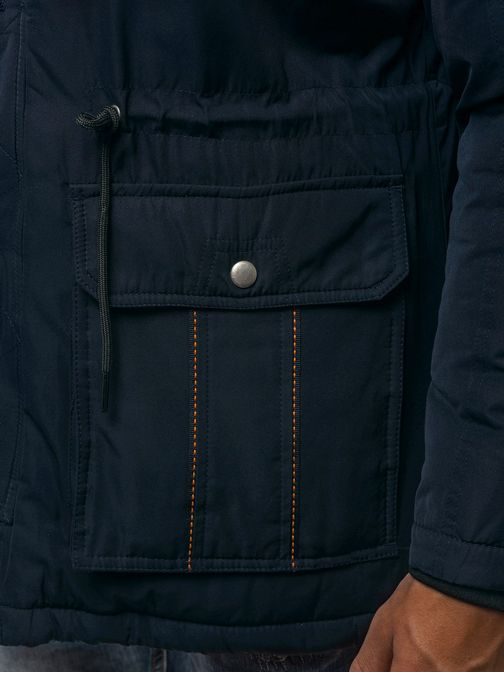 Stílusos sötét kék téli parka kabát OZONEE JB/1072