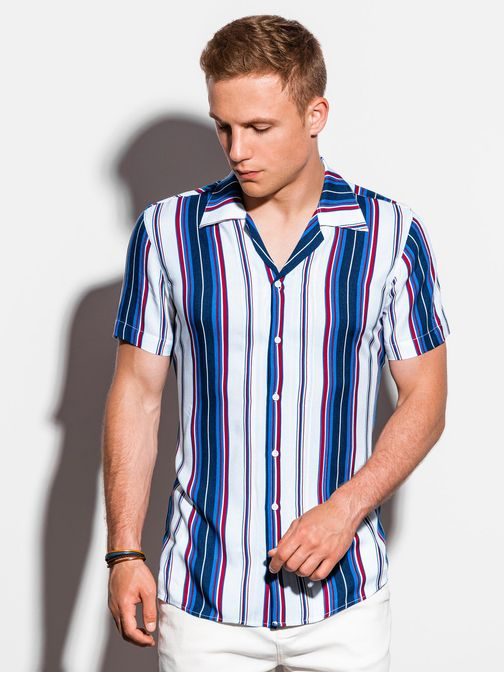 Csíkos mintás nyári rövid ujjú ing K533