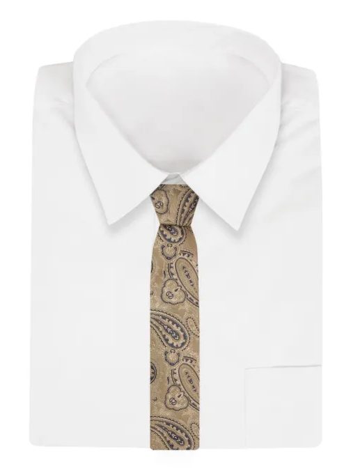 Feltűnő bézs színű nyakkendő paisley mintával  Alties