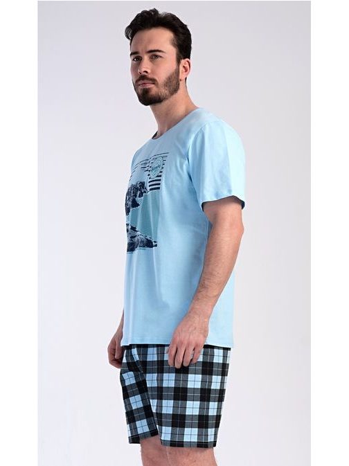 Férfi rövid pamut pizsama Wander kék