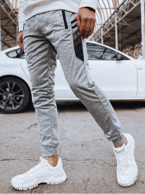 Kényelmes férfi melegítőnadrág szürke színben