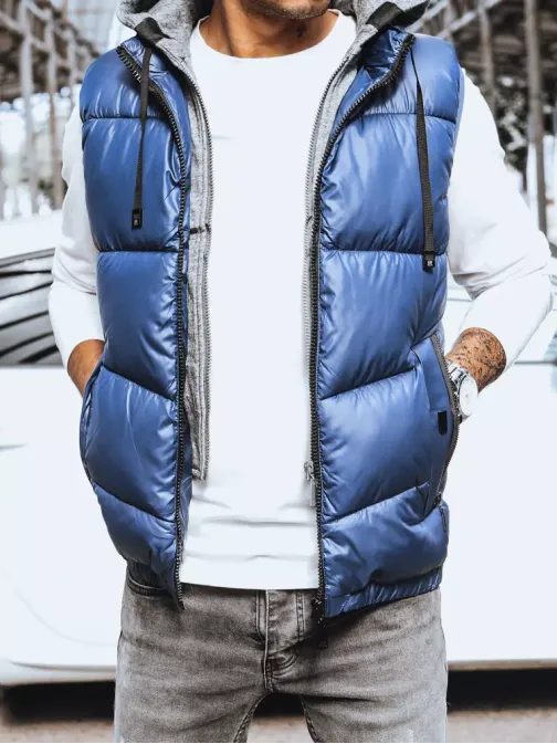 Meleg steppelt mellény kék színben