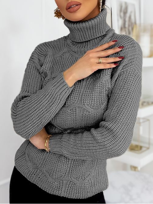 Divatos sötétszürke női pulóver Carinna