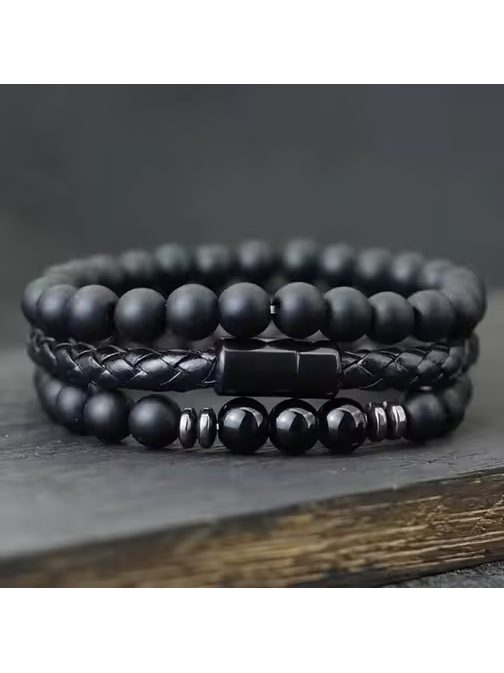 Férfi fekete karkötő modern dizájnnal SH-3091