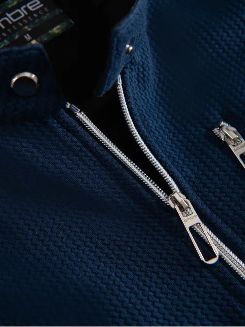 Sötétkék férfi kabát állógallérral V1 JANP-0229 JANP-0229