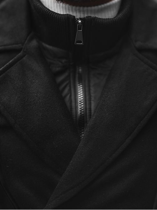 Divatos kétsoros fekete kabát  JS/79M3143Z