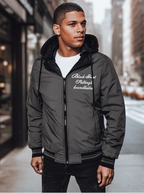 Férfi fekete kifordítható kabát kapucnival