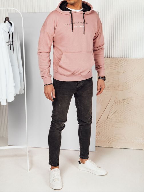 Rózsaszín kapucnis pulóver egyedi felirattal