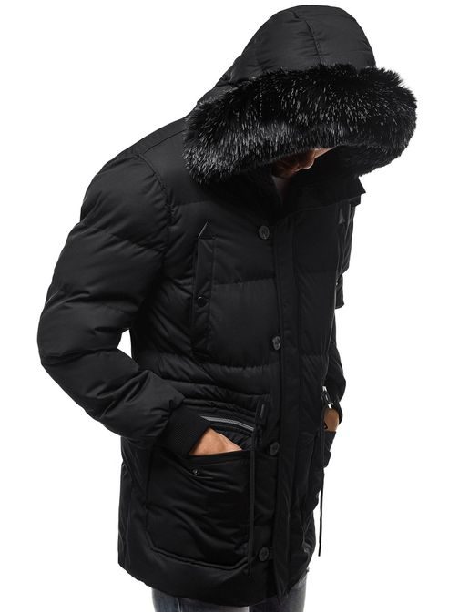 Téli fekete parka kabát OZONEE JB/1069