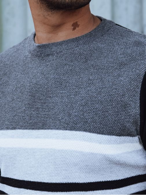 Egyedi szürke-fekete férfi pulóver