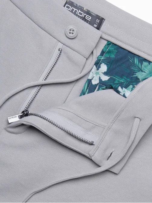 Szürke rövidnadrág struktúr mintás kötött anyagból V4 SRCS-0126