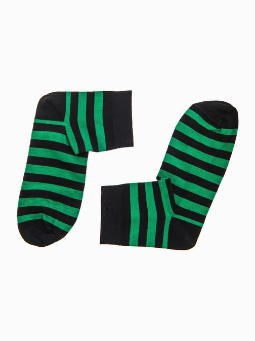 Csíkos fekete zöld zokni U07