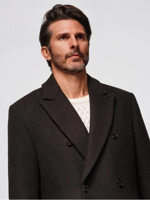 Modern férfi barna kabát V3 COWC-0133
