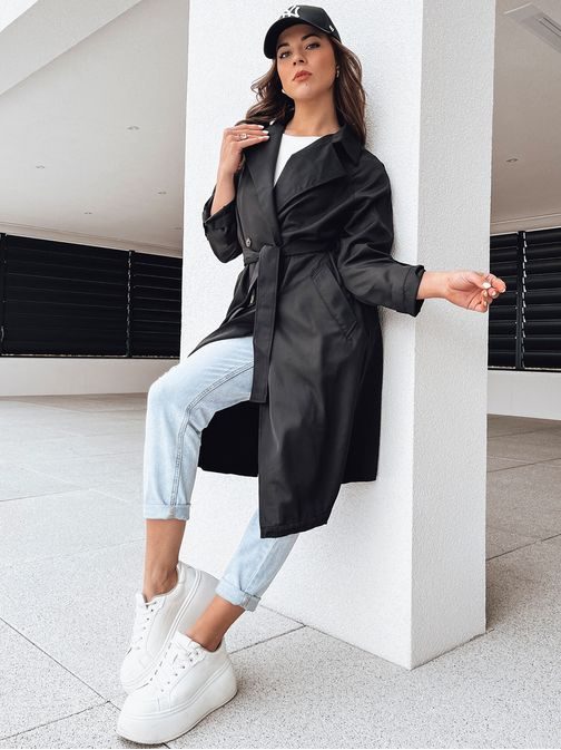 Divatos sötét szürke vékony női kabát Bincia