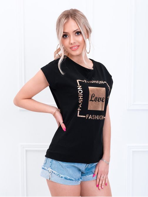 Fekete női póló Love lenyomattal SLR033
