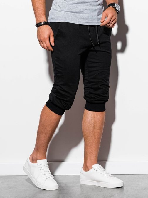 Trendi fekete nyári szabadidő nadrág térdig érő P29