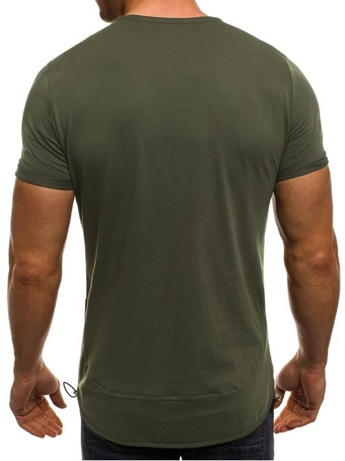 Egyszerű katonazöld dísz zsebes póló BREEZY 183