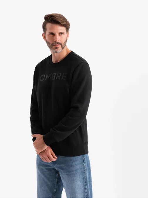 Hagyományos fekete pulóver felirattal  V4 SSPS-0181