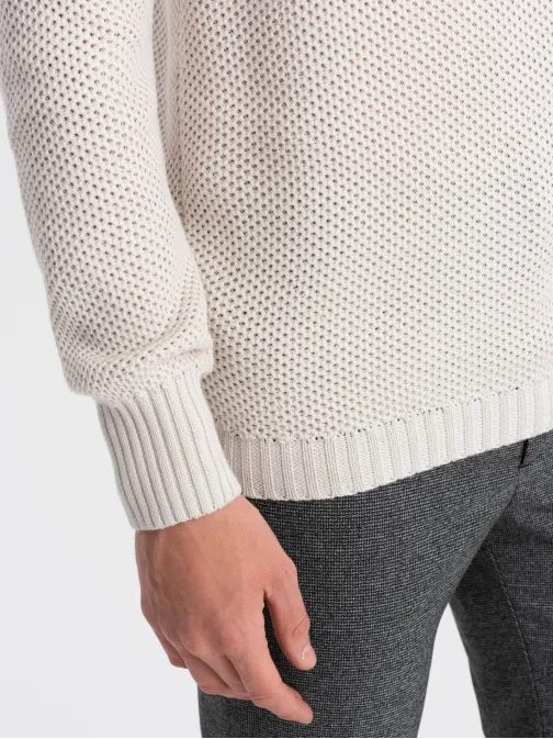 Elegáns férfi pulóver krémszínben  V1 SWZS-0105