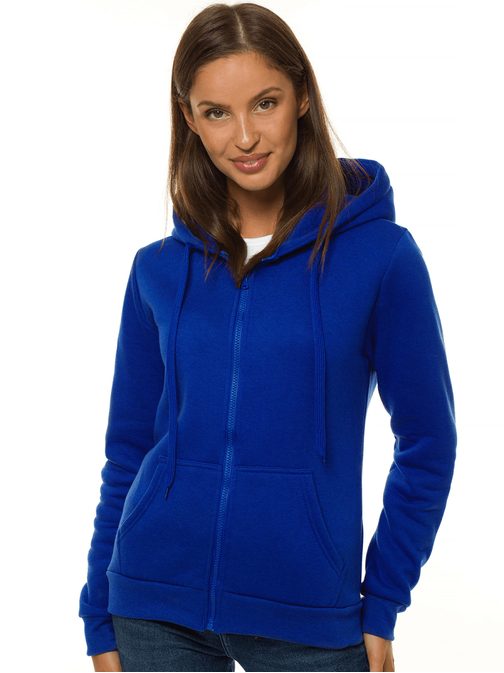 Kényelmes kobalt színű női kapucnis pulóver JS/W03Z