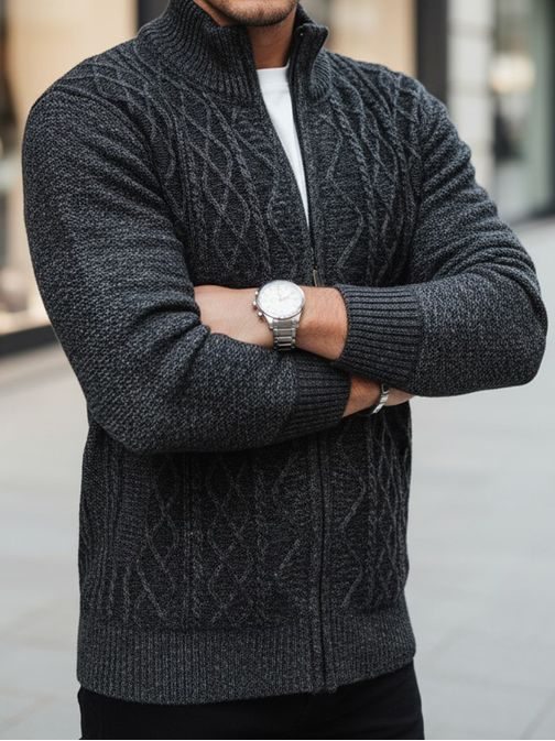 Divatos mintás grafit férfi pulóver