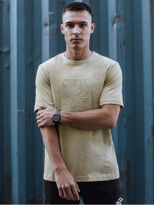 Bézs póló struktúr hatású dízsítéssel