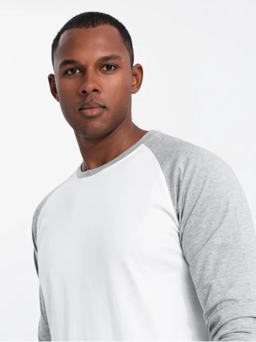 Trendi fehér-szürke férfi póló V5 LSCL-0105