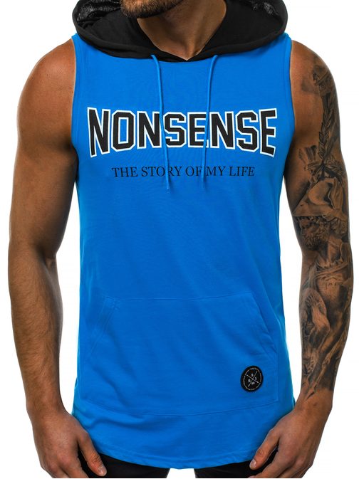 Kék kapucnis ujjatlan trikó NONSENE MAD/2882