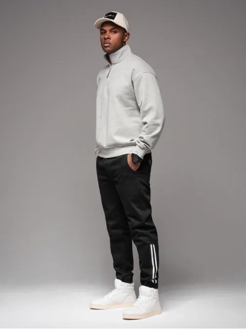 Egyedi fekete farmer joggerek oldalcsíkokkal PADJ-0156