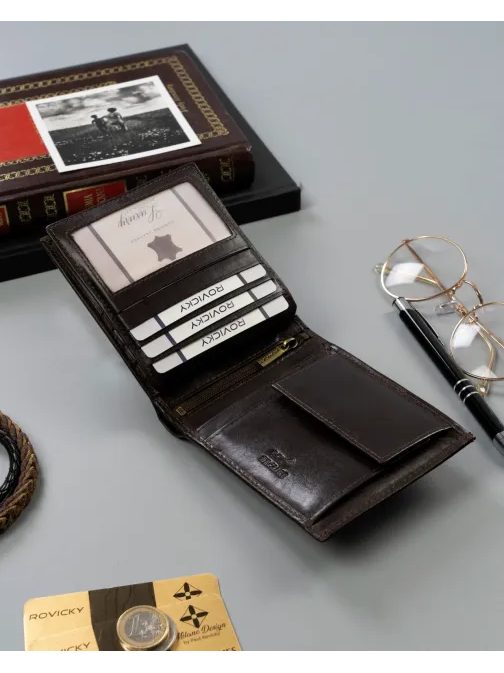 Sötétbarna férfi pénztárca Rovicky