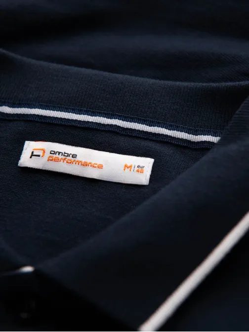 Vonzó sötét kék galléros póló V1 POSS-0127