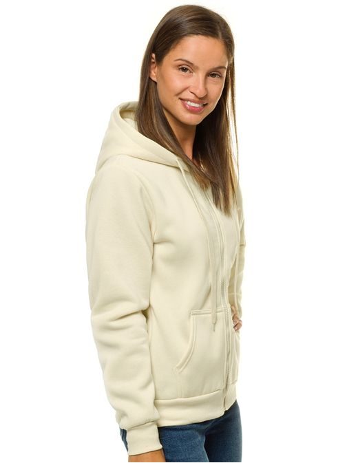 Kényelmes ekrüszínű női kapucnis pulóver JS/W03/67Z