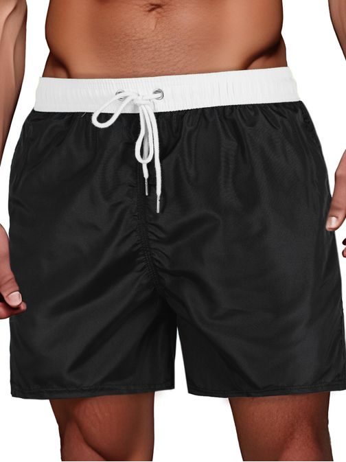 Divatos fekete férfi fürdőruha fehér övvel