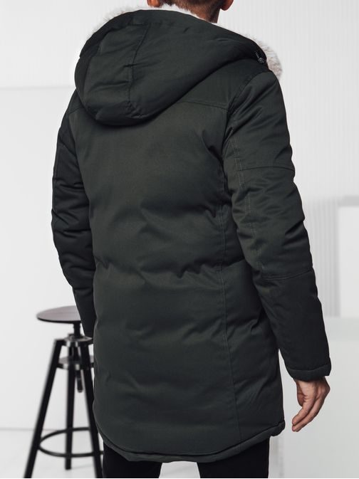 Férfi téli parka zöld színben
