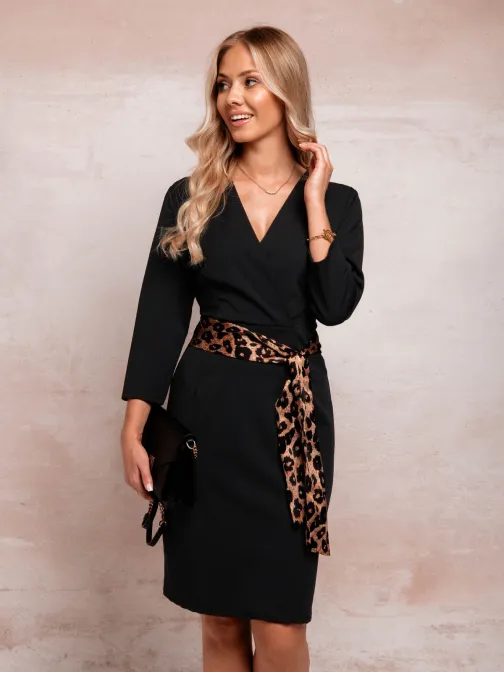 Női fekete tunika ruha övvel DLR092