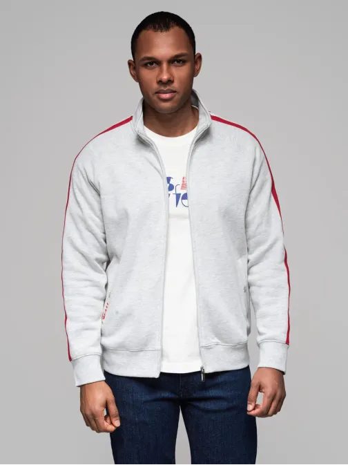 Érdekes szürke bomber pulóver V1 SSZP-0219